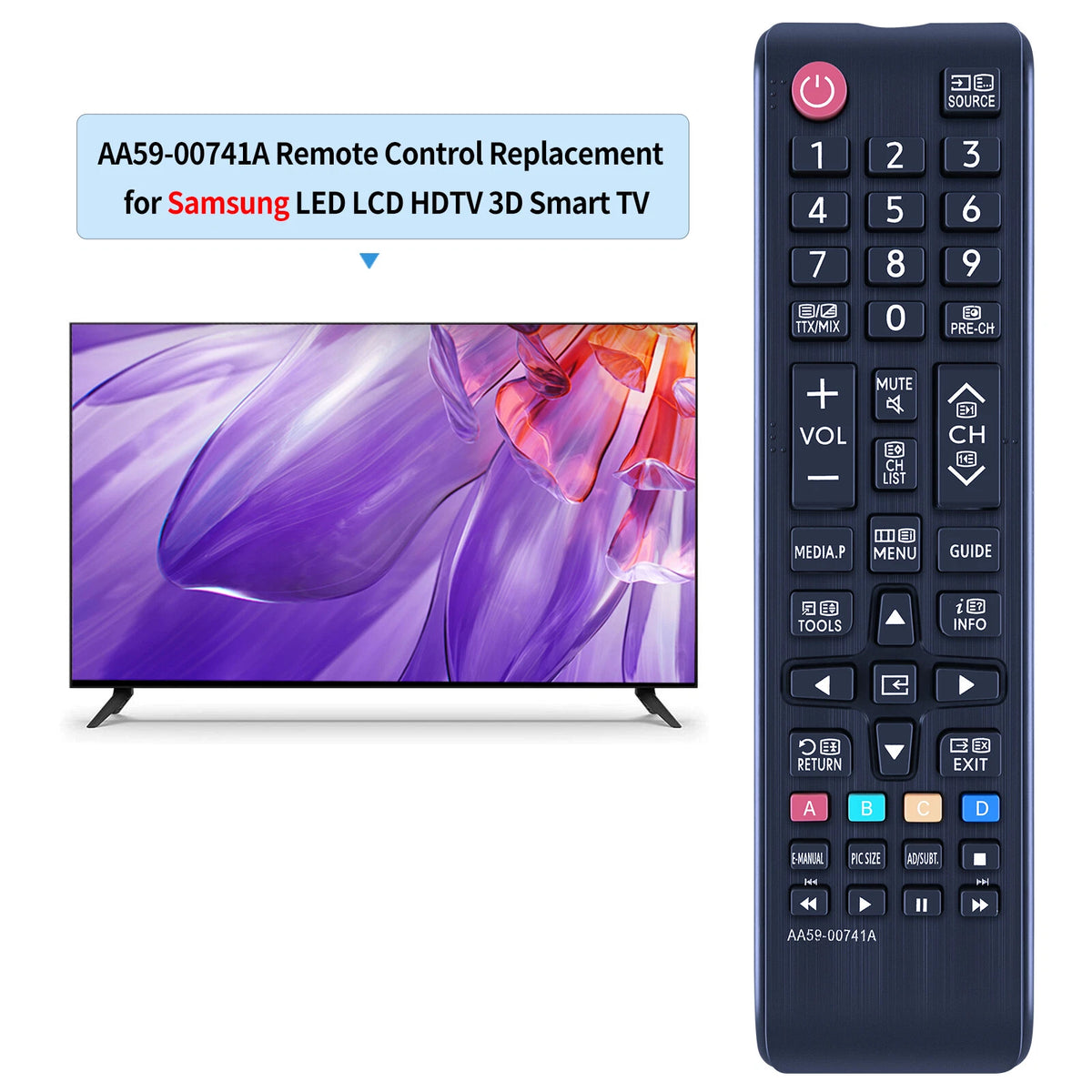 AA59-00741A Remote Control For Samsung TV PN43E440A2F UN65EH6050F PN43E450A1F