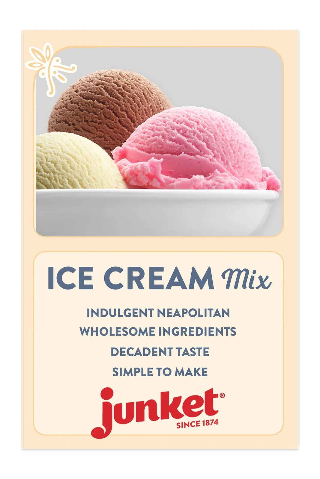 Junket Ice Cream Mix Bundle - 2 Vanilla, 2 Chocolate, 2 4 Ounce (Pack of 6)