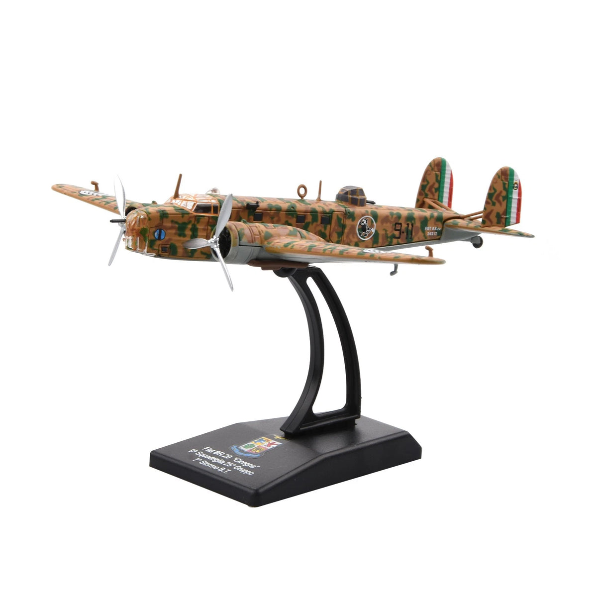 WWII Italian Air Force For Fiat BR.20 1:144 Alloy Model With Rotating Propeller