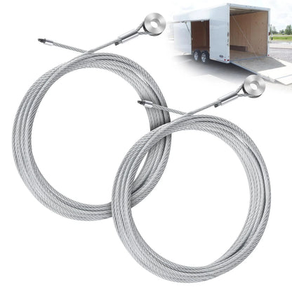 2pcs Garage Door Cable Enclosed Cargo Trailer Ramp 150'', Silvery