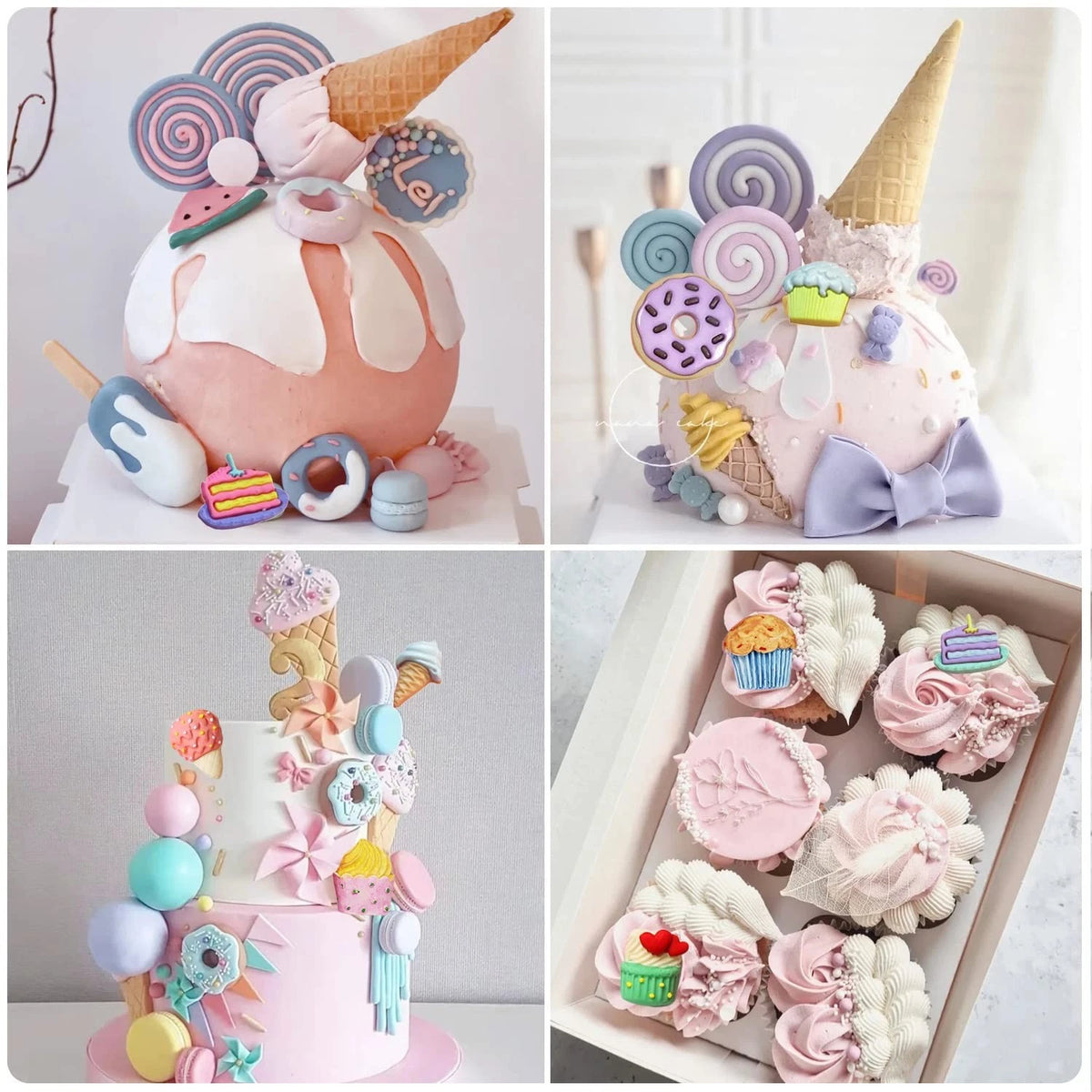 Mujiang Ice Cream Cones Silicone Mold Donut Fondant Molds Set Of 4 Style B