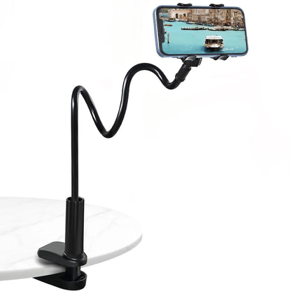 Gooseneck Phone Holder for Bed - Cell Mount Clamp Clip, 360° Black