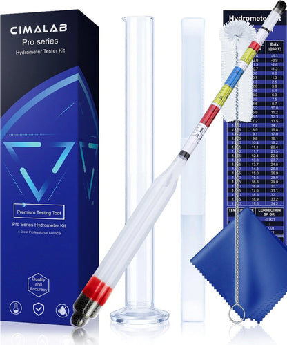 CIMALAB Triple Scale Hydrometer, Plastic Hydrometer with Glass Test Jar