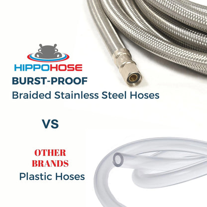 Refrigerator Icemaker Hose (20 FT) - Universal Fit 20 foot, Stainless Steel
