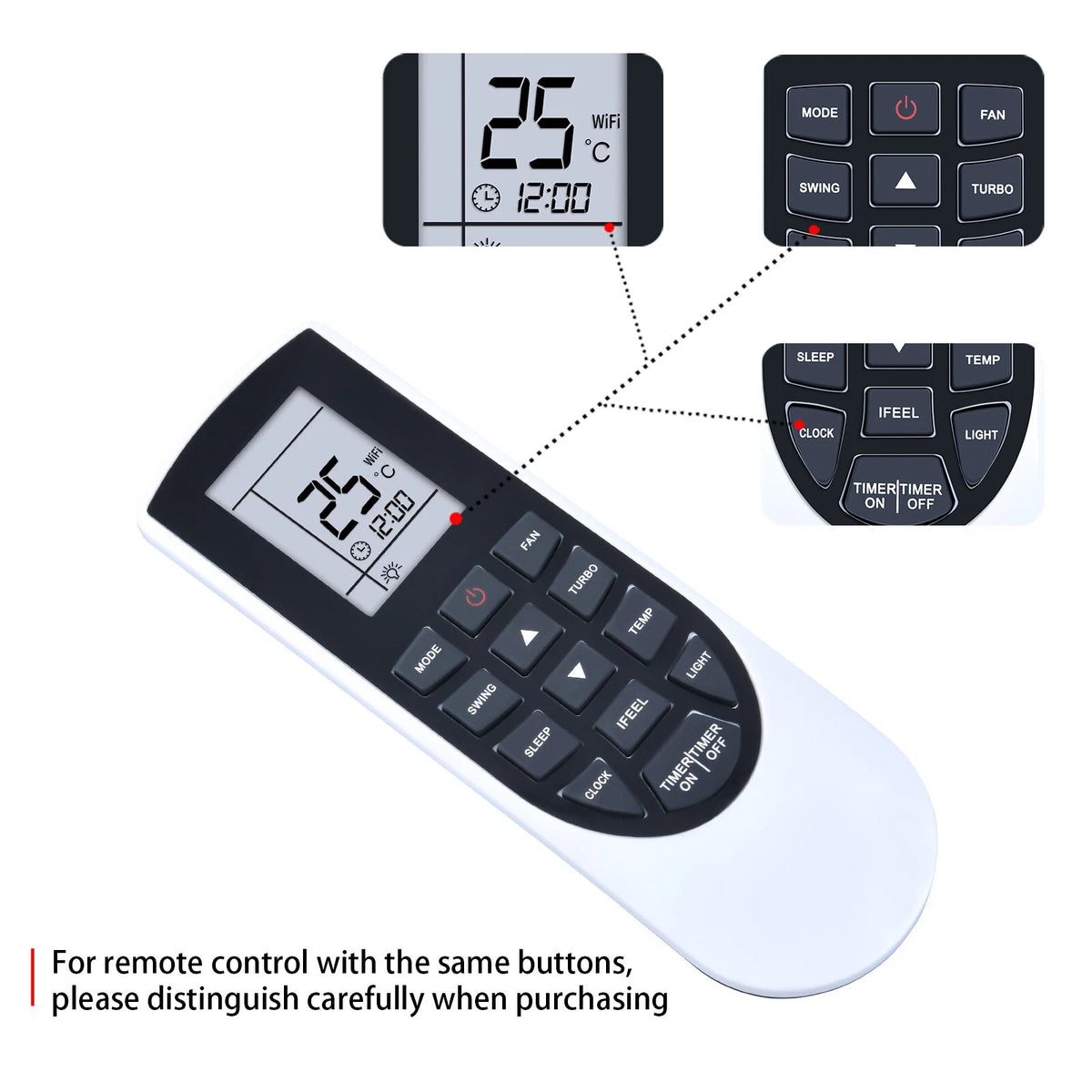 Remote Control For CIAC Air Conditioner CG43MX018PH3H1C CG43MX024PH3H1C