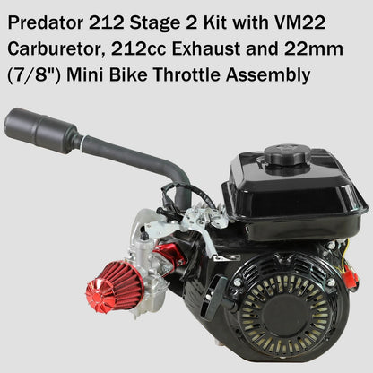 YOXUFA Predator 212 Stage 2 Kit with VM22 Carburetor Exhaust Pipe Muffler red