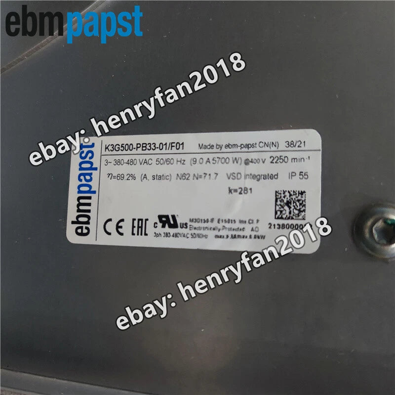 K3G500-PB33-01/F01 Ebmpapst EC Centrifugal Fan 400VAC 9A ??500MM AHU Cooling Fan