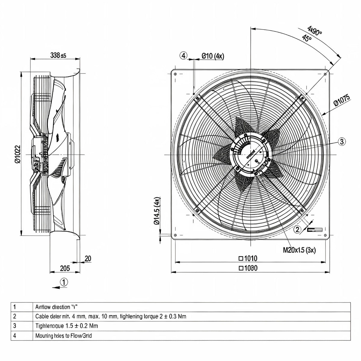 W3G910-KV12-03 F01 for ebmpapst EC 400VAC 4.9A 3.2KW for Cooling Fan