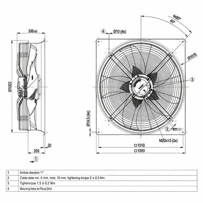 W3G910-KV12-03 F01 for ebmpapst EC 400VAC 4.9A 3.2KW for Cooling Fan