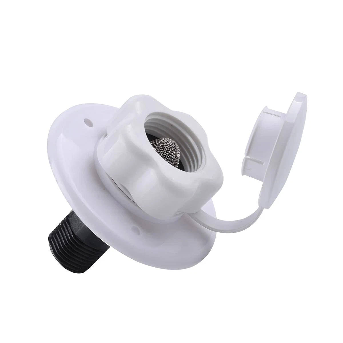 AICEL RV City Water Inlet, Inlet Connection with Check Valve, White