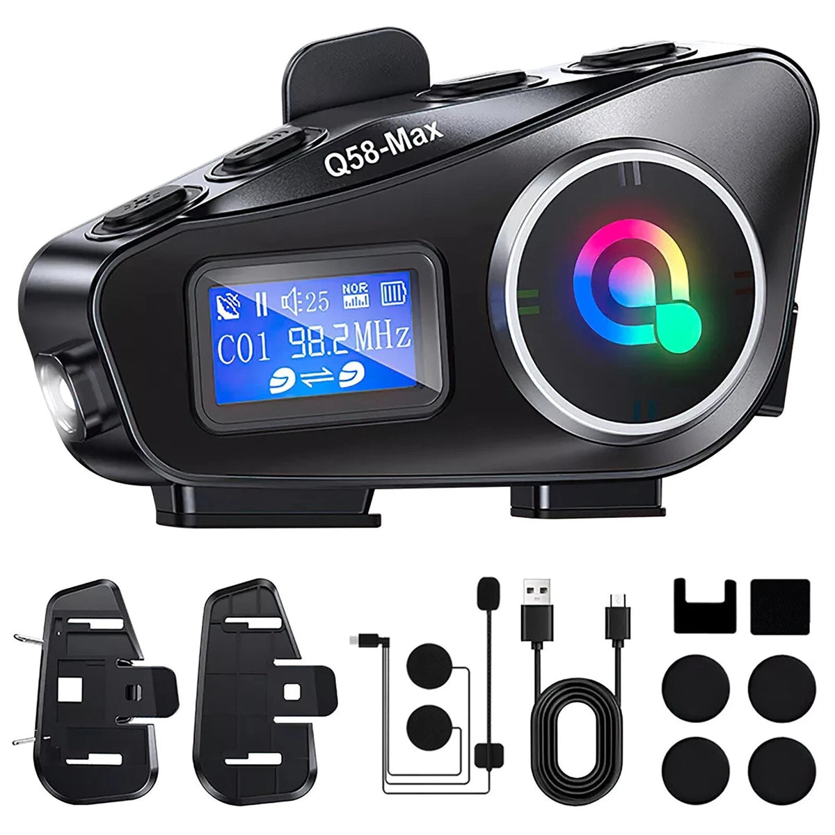 Support FM radio Motorcycle Intercom Helmet Bluetooth Headset LCD Waterproof