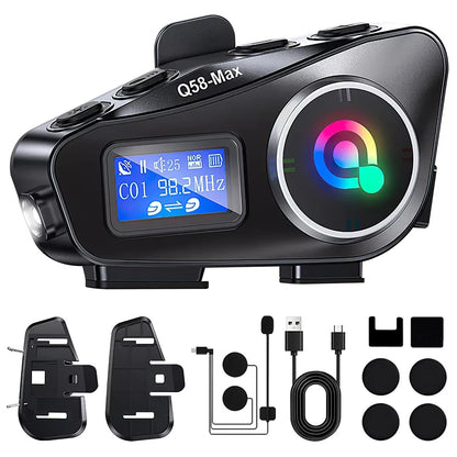 Support FM radio Motorcycle Intercom Helmet Bluetooth Headset LCD Waterproof