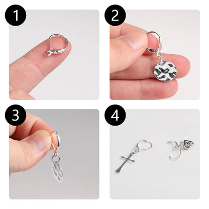 10pcs 925 Sterling Silver Leverback French Earring 16 x 10 mm, 10PCS-Silver