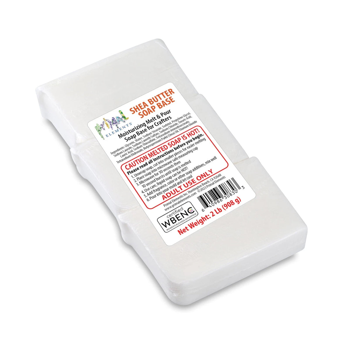 Primal Elements Shea Butter - Moisturizing Melt 2 Pound (Pack of 1), White