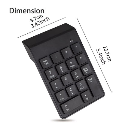 Plug-N-Play 18-Key 2.4GHz Wireless USB Number Keyboard For Laptop/Desktop PC