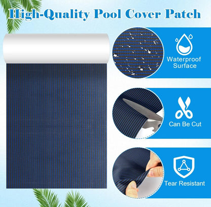 Anglekai Pool Cover Patch Kit, 8 x 40 in Swimming 8 x 40 in, Blue