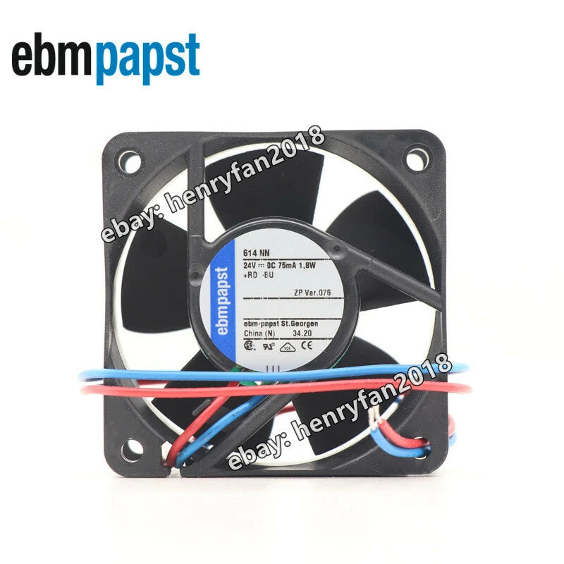Ebm papst 614NN Axial Fan DC 24V 75mA 1.8W 60x60x25MM 40m3/h 35dBA Cooling Fan