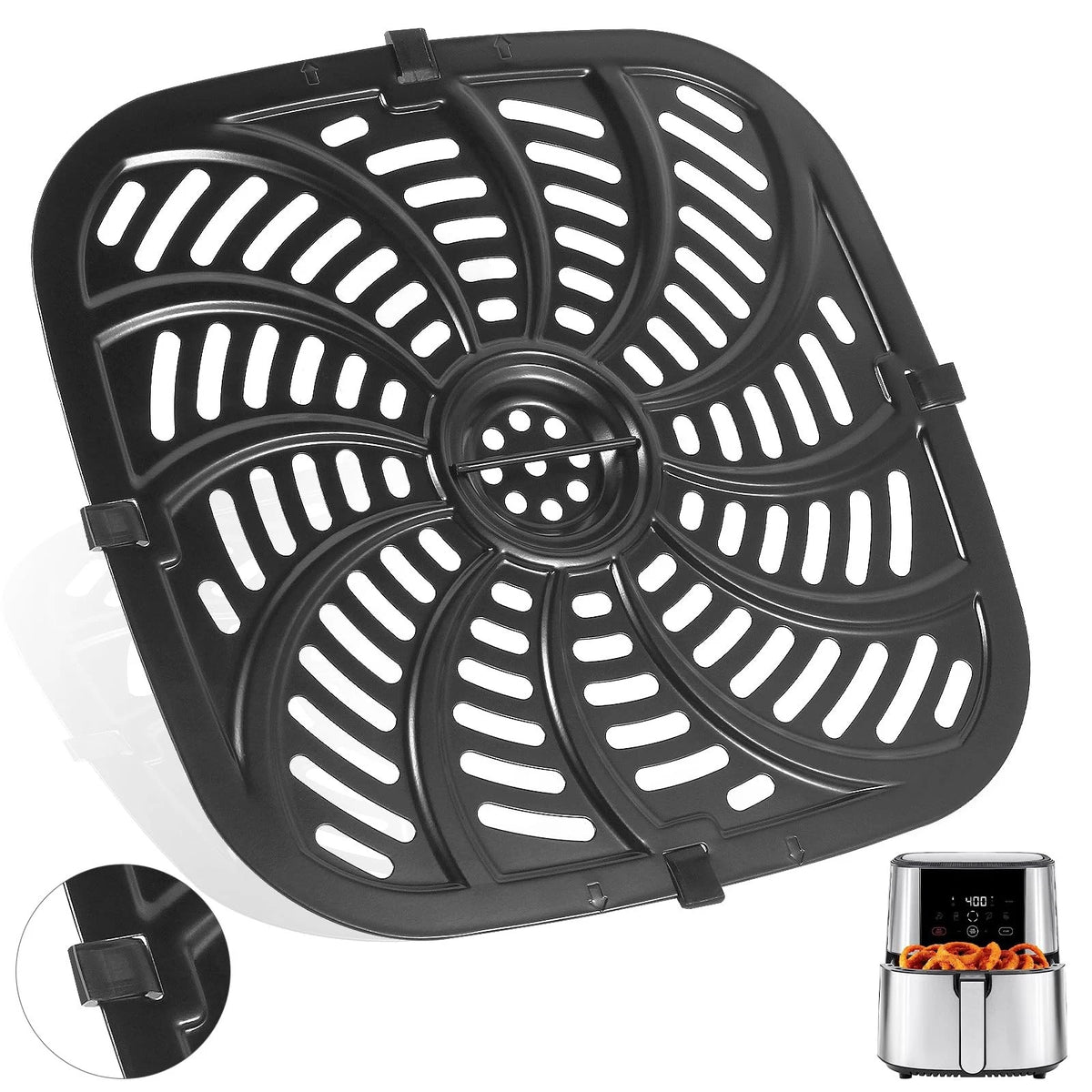 Upgraded Air Fryer Replacement Grill Pan for Chefman 8 QT, Nonstick Tray