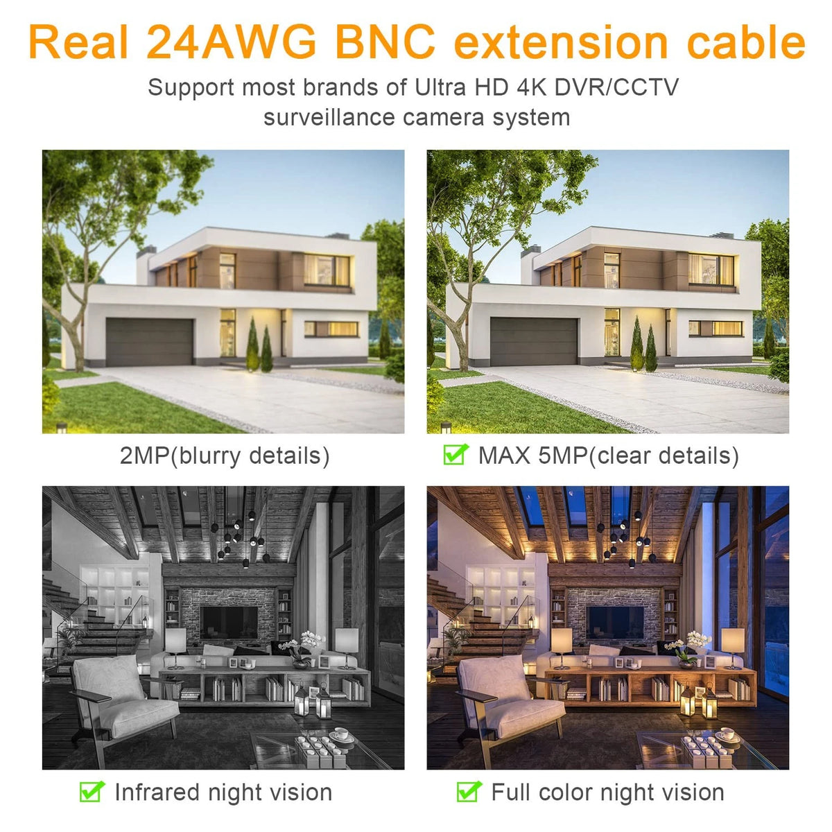 WILDHD 200ft Bnc Cable All-in-One Siamese Video and Power 200FT 1PACK, Black