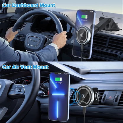 MAGJIEYX for MagSafe Car Mount Charger, Fast portable magsafe car mount, Gray