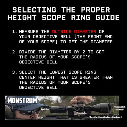 Monstrum Deadlock Series Scope Rings | 1 inch Diameter | 1.00" Center Black