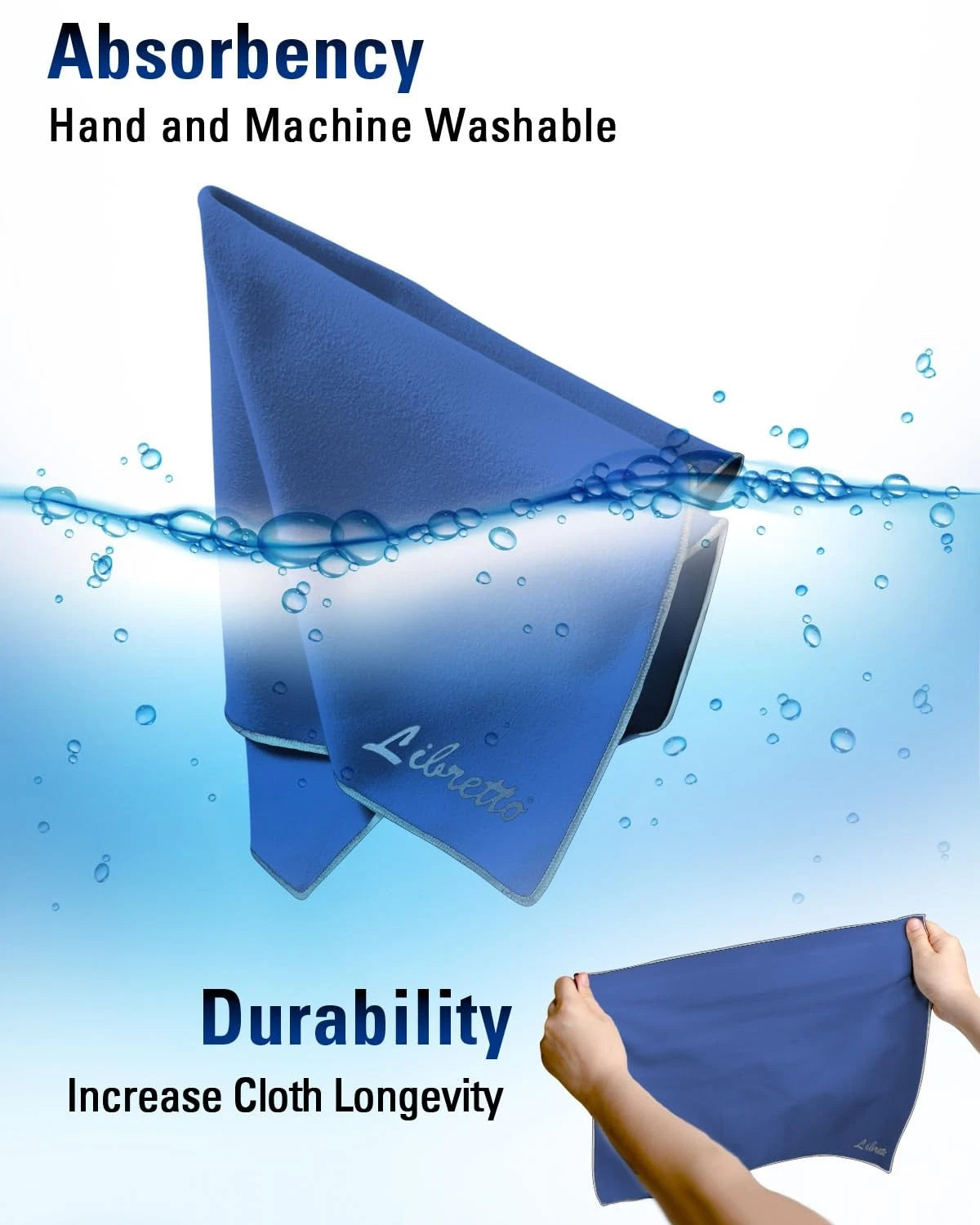 Libretto Microfiber Polish Cloth, 3 Useful Sizes in 1 Pack, Violin and blue