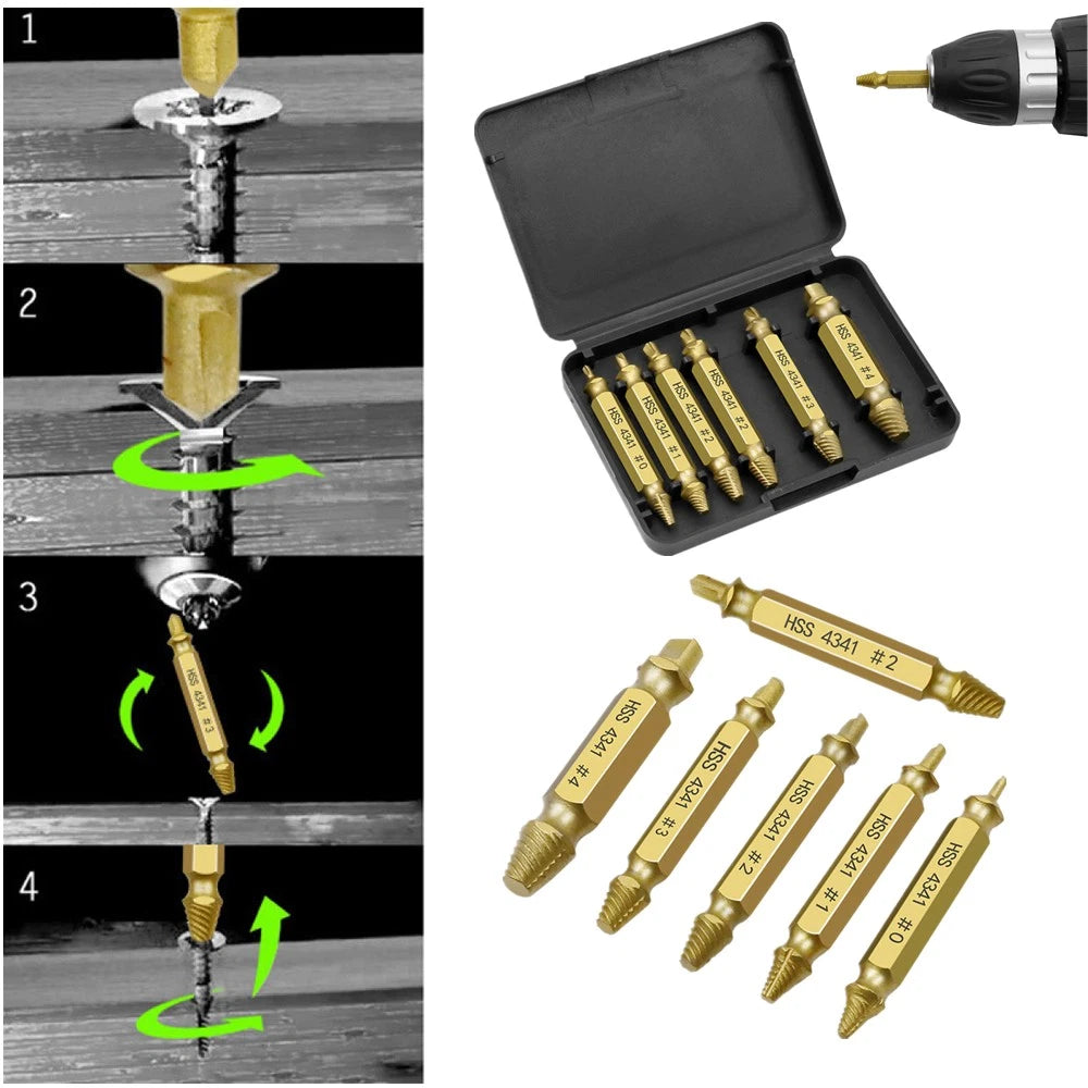 6*Damaged Screw Carbide Tip Extractor Drill Bit Broken Screw Bolt Remover Tool