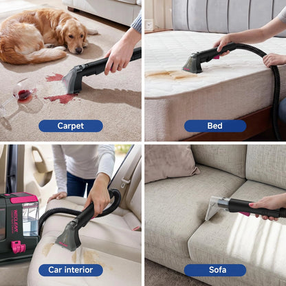WECLEAN C5 Portable Carpet Cleaner Upholstery Deep Standard, Black pink