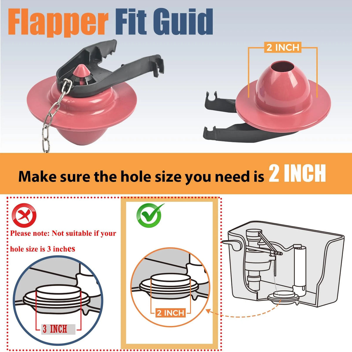 Houpeoro Universal Toilet Flusher Replacement Kit, Black 3x10x3 inches,