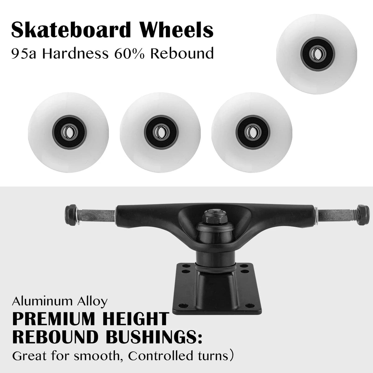 TLHB Skateboard Truck,Skateboard Wheels 52mm Suitable for white