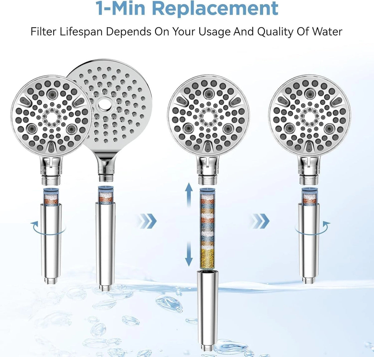 MakeFit Shower Head Filter Replacement Cartridge for Premium Chrome