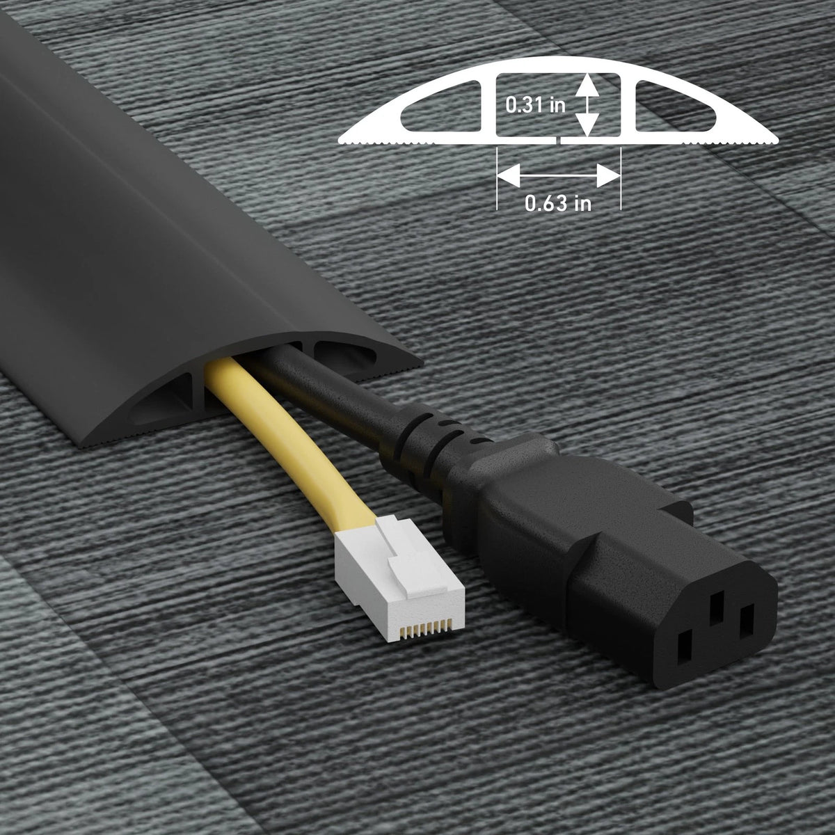 D-Line 6ft Floor Cord Cover, Cable Protector, Hide Extension 6 Feet, Black