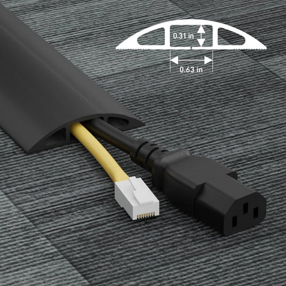 D-Line 6ft Floor Cord Cover, Cable Protector, Hide Extension 6 Feet, Black