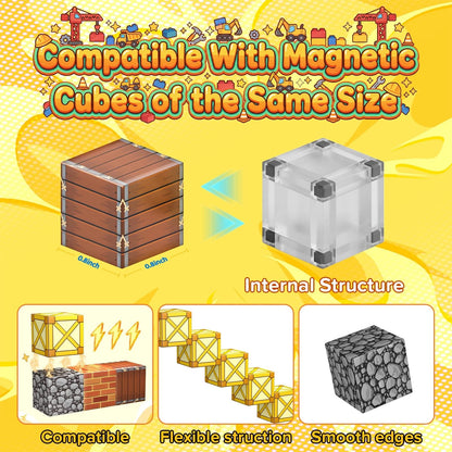 LADFAR Magnetic Building Blocks for Kids, Tiles 0.8 inches, Yellow