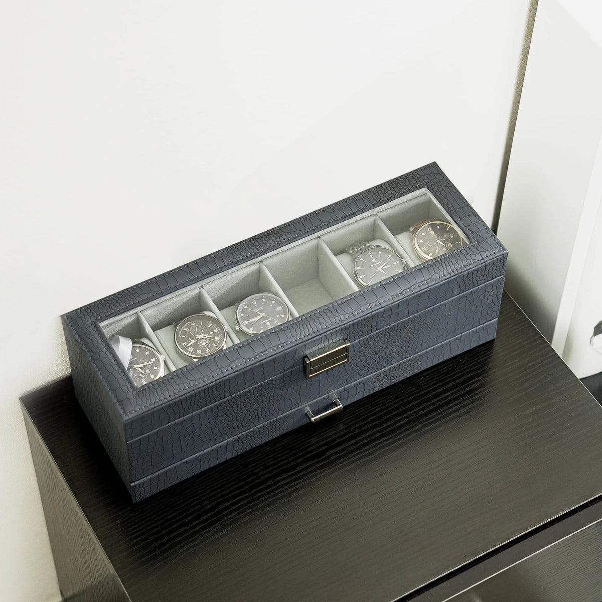 ProCase Watch Box, 6 Slot Watches Display Case with 6-Slot, Croc Cobalt Blue
