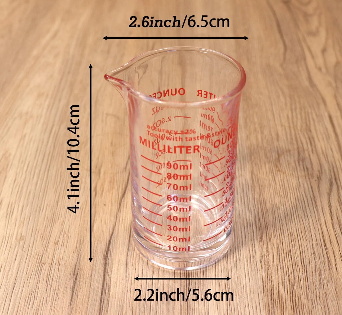 Ackers 3oz/90ml Glass Measuring Cup – Shot with middle, Red(Single)