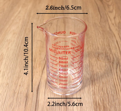 Ackers 3oz/90ml Glass Measuring Cup – Shot with middle, Red(Single)