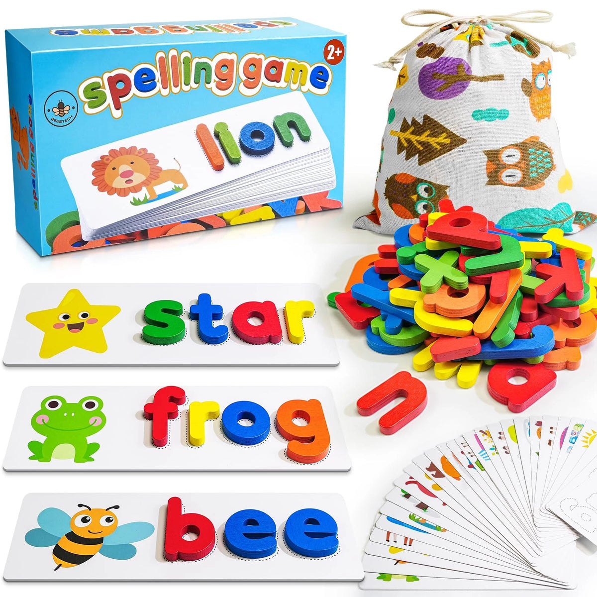 BEESTECH Alphabet ABC Learning Educational Toys for 3 4 5 3" x 5", Brown