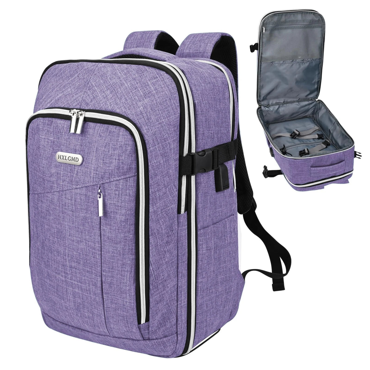 Personal Item Travel Carry On Luggage Backpack for Non-expandable, Purple