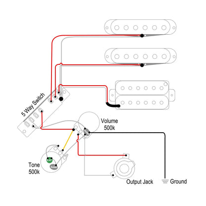 SAPHUE Guitar Wiring Harness Set Prewired 500K Big Pots 5 Way Switch Wiring...