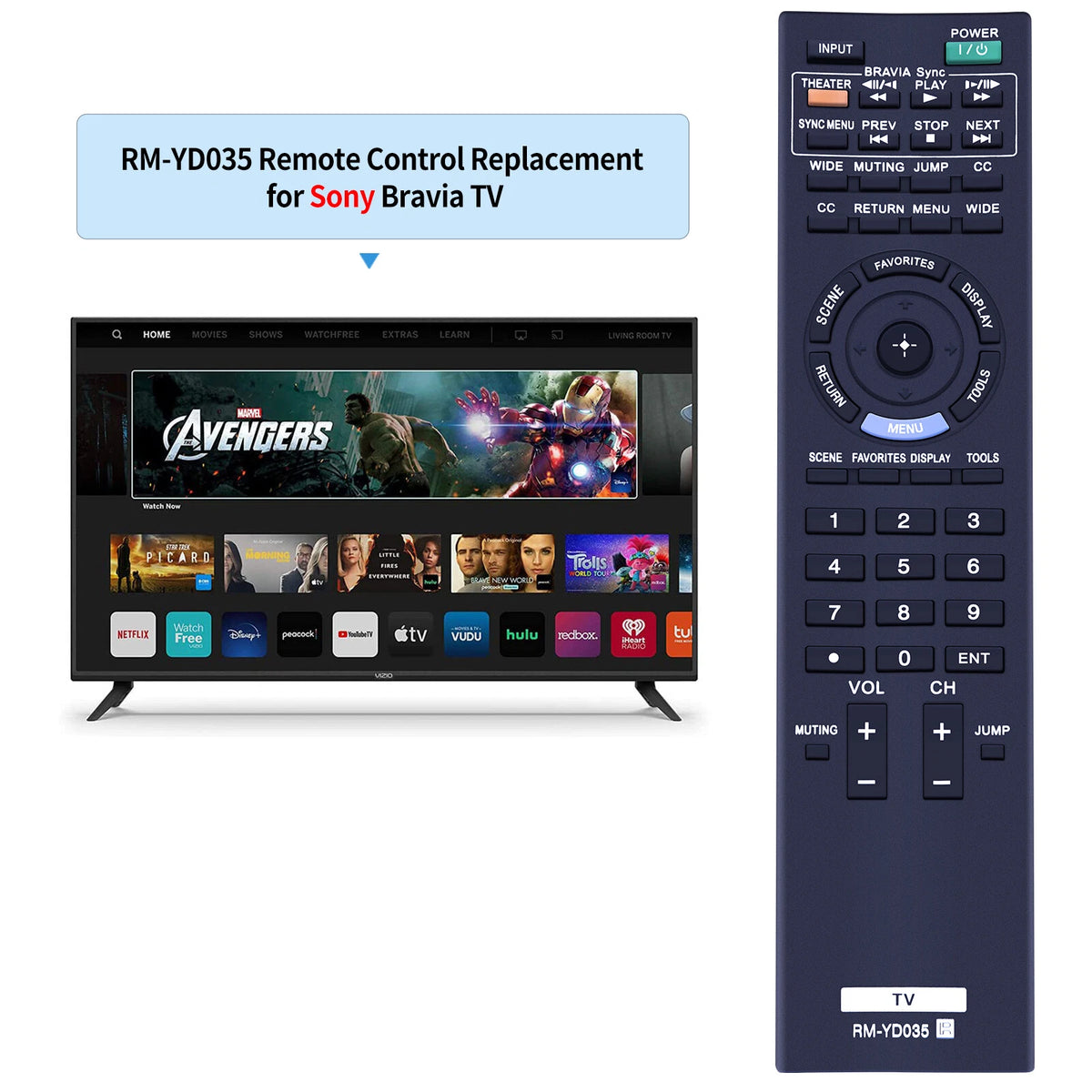 RM-YD035 For Sony Bra TV Remote Control KDL-22BX300 KDL-32BX300 KDL-46EX4