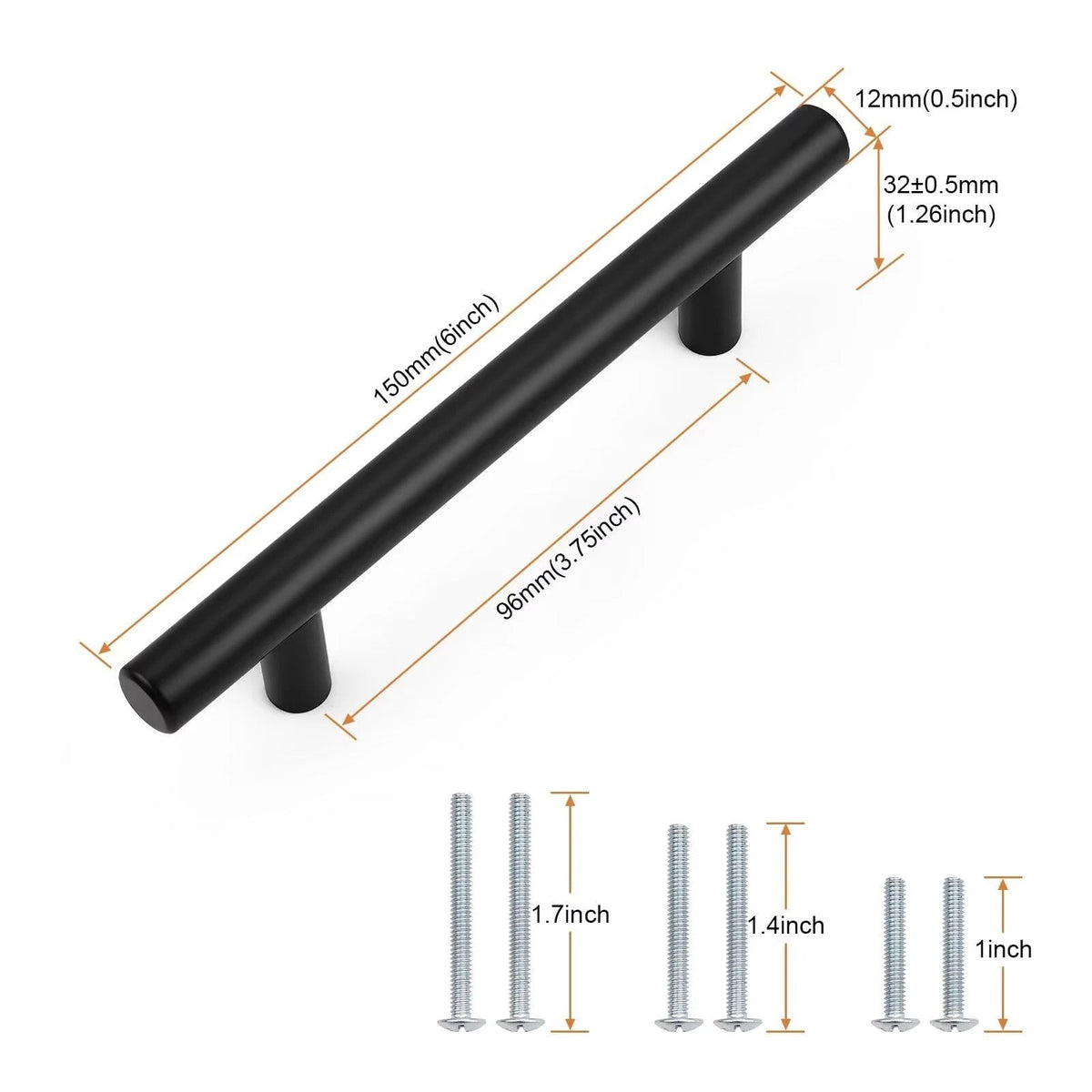 Probrico 30 Pack Hole Centers Center to Center: 3-3/4 inch, Matte Black