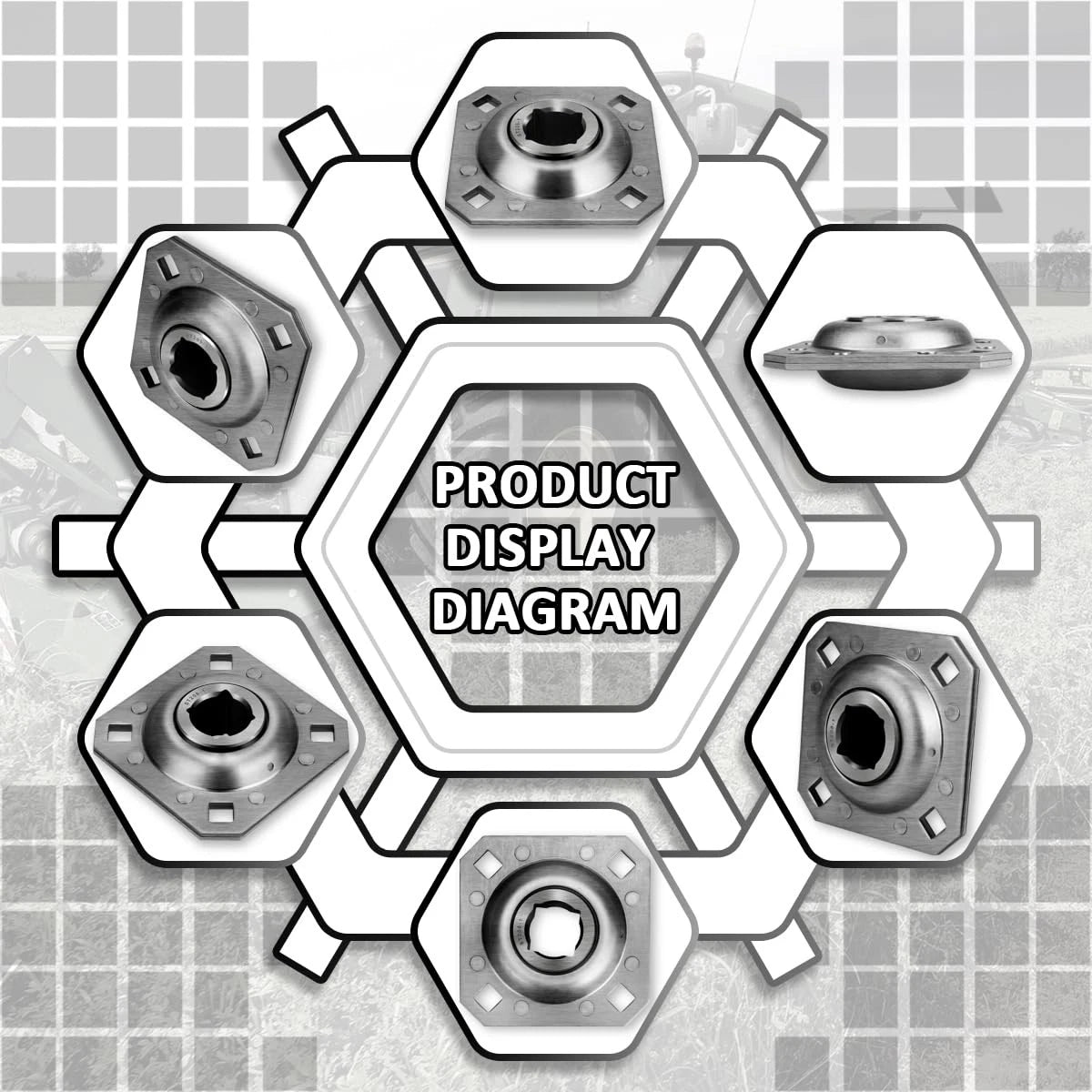 ST208-1N 1" Square Disc Harrow Flange Bearing Unit, for...