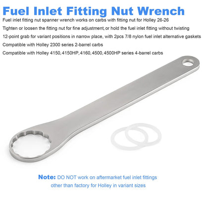 Carbs Fuel Inlet Fitting Nut Wrench For Holley 2300 4150 4150HP 4160 4500 4500HP