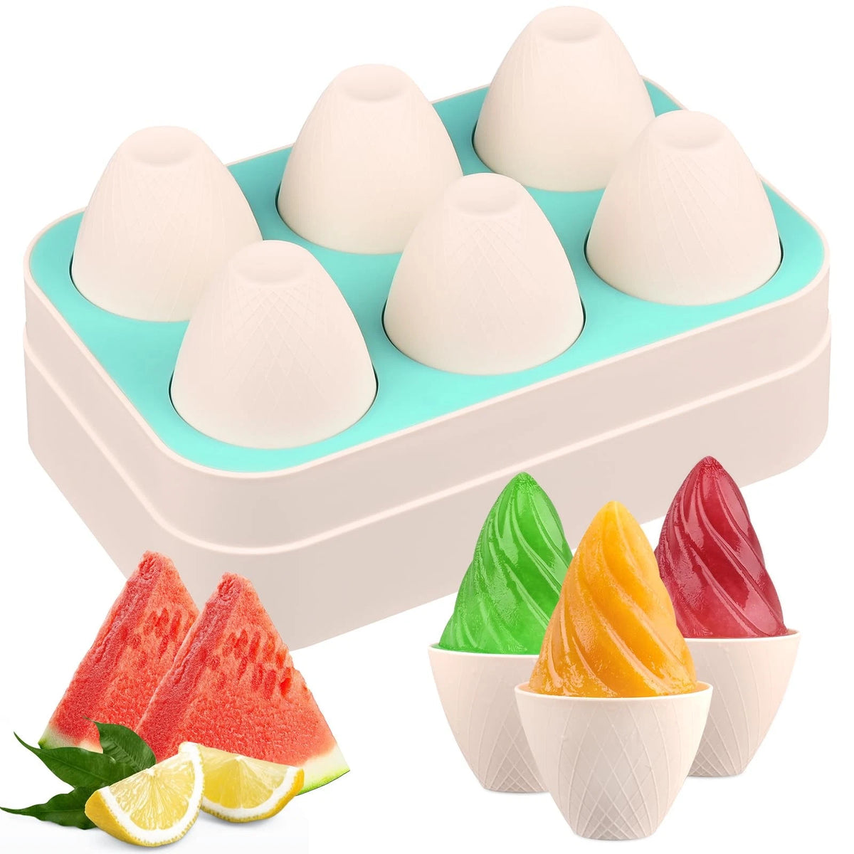 WMKGG Popsicles Molds, 6 PCS 2oz Cone Shape Ice Pop Standard size, Green
