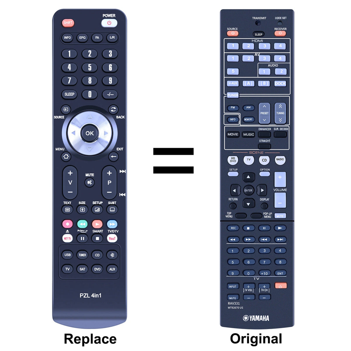 RAV331 WT92670 US Remote Control For Yamaha HTR-3063 HTR-3064 RX-V371 RX-V367