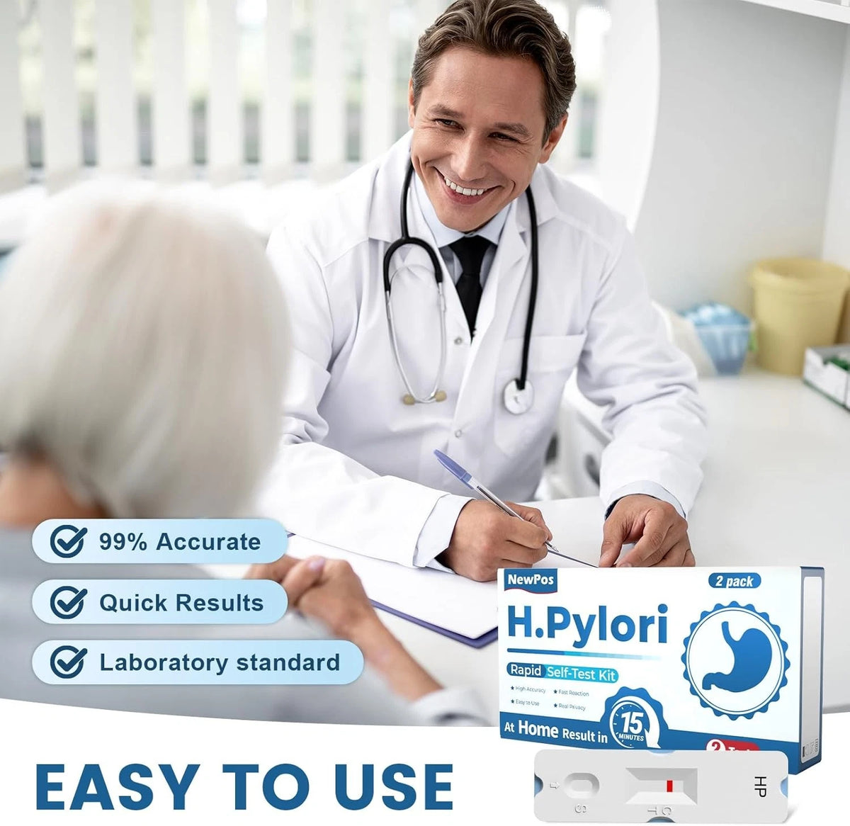 H Pylori Test Kit – 2 PCS H. Test, H-Pylori Stool (Antigen) Self-Test...