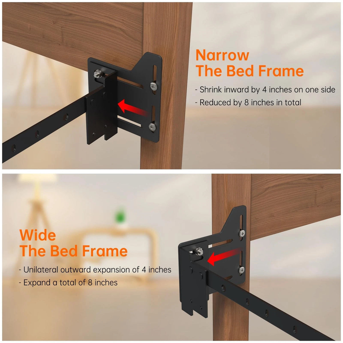2 PCS Bed Frame Brackets Adapter for Large, 2Pcs Headboard Attachment