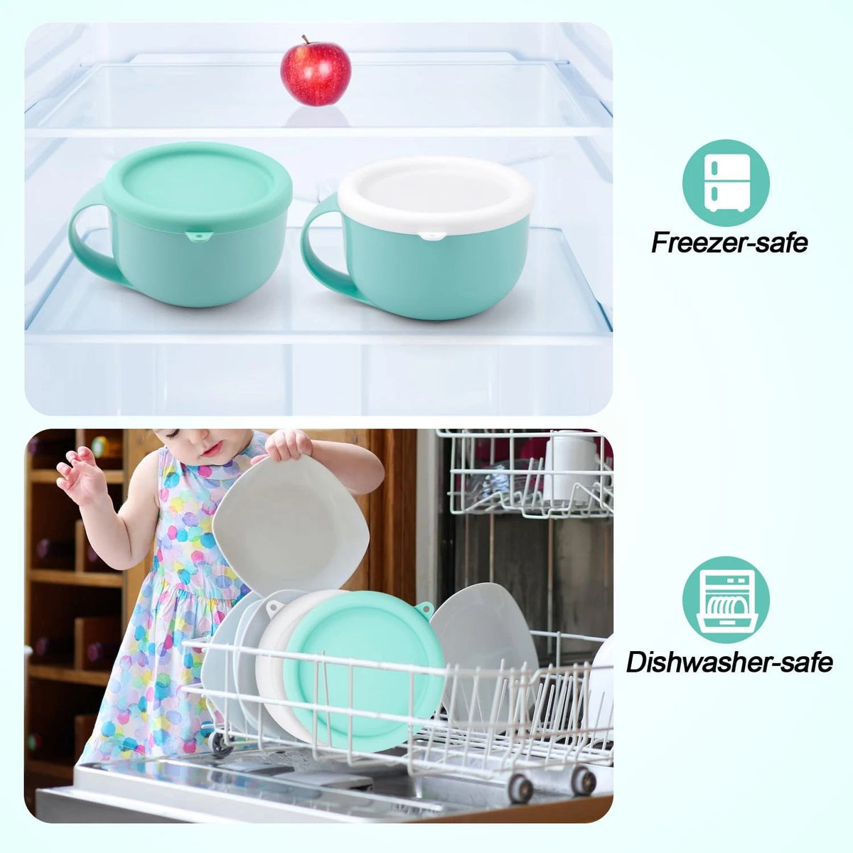 2pcs Silicone Lid for Dash My Mug as shown in the picture, Light Green, White