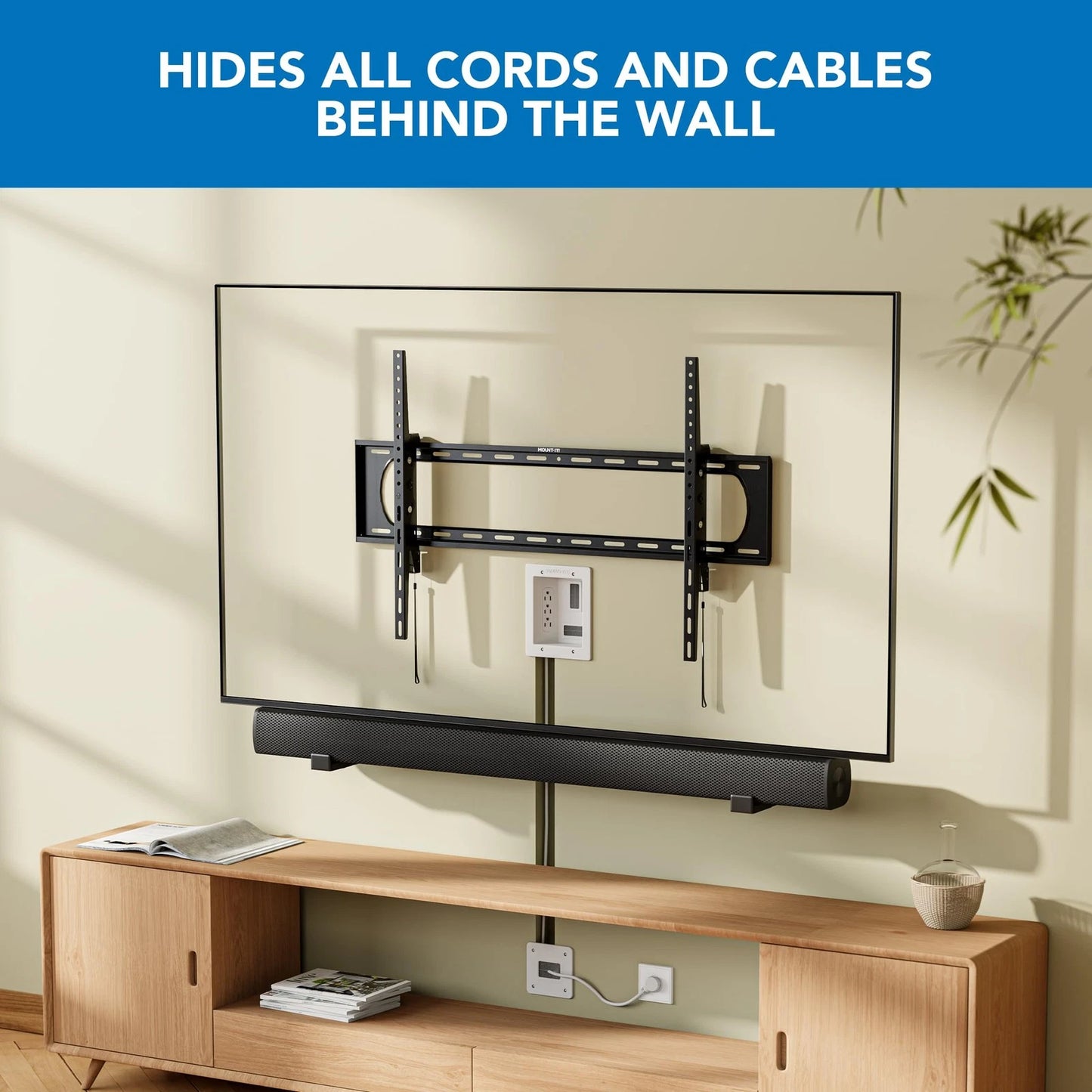 Mount-It! in-Wall TV Cable Management Kit with Recessed Power - White/Gray